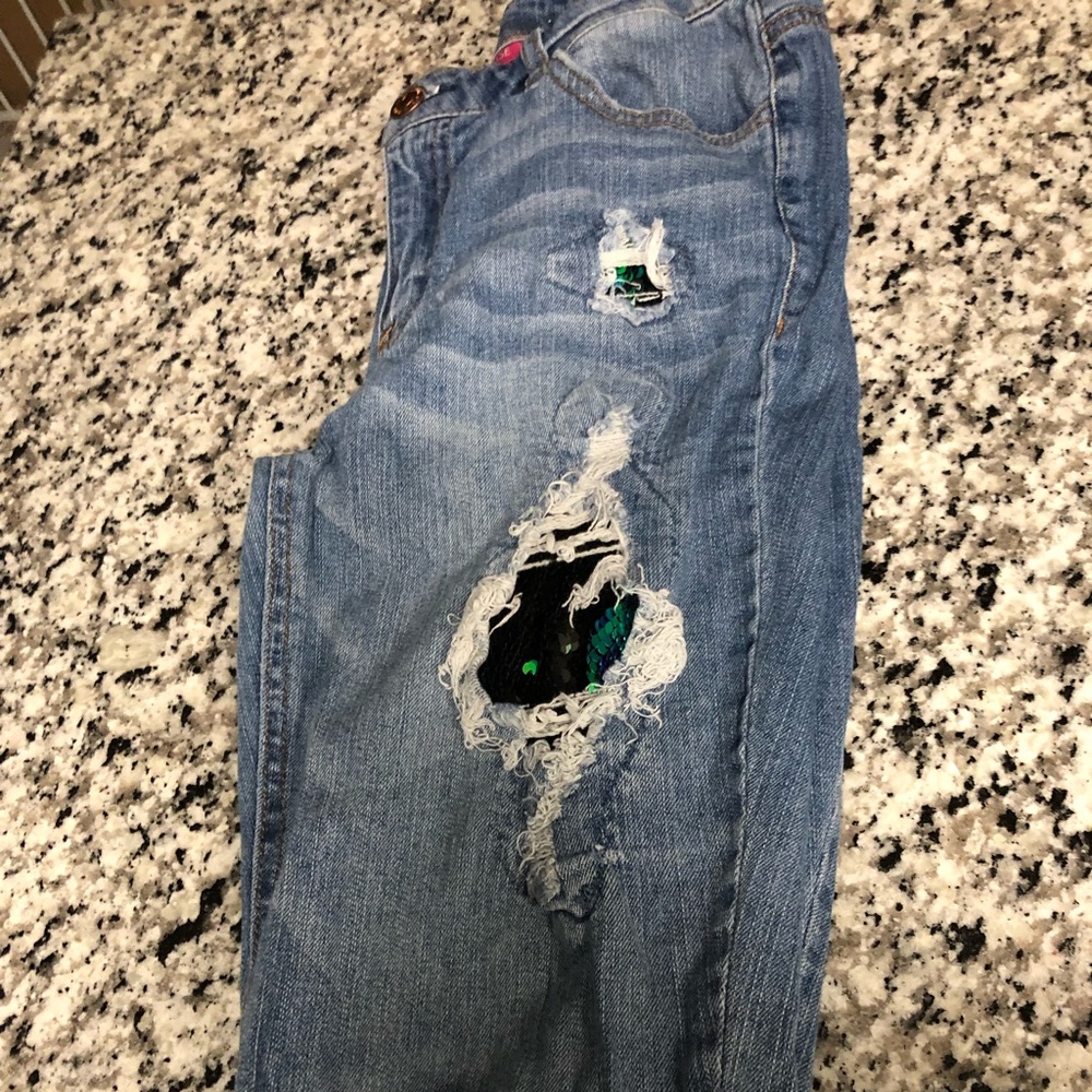 Almost Famous Size 9 Mid Rise Sequened Jeans